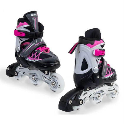 Łyżworolki - wrotki - łyżwy 4w1 ENERO PRO LED 26-29 Różowo - szare