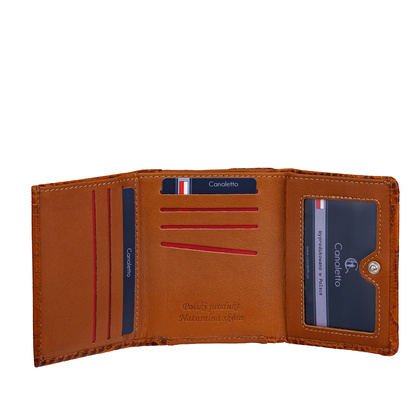 Mały portfel damski Canaletto ze skóry tłoczonej na wzór krokodyla – styl i bezpieczeństwo RFID PD2001s262