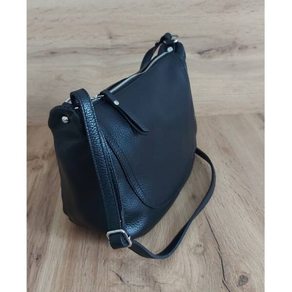 Duża pojemna Włoska skórzana listonoszka A5 Vera Pelle Czarna VPLB25N