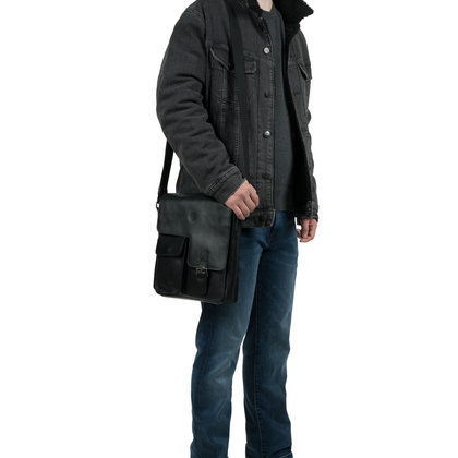 Męska torba skórzana vintage z kieszonką TM240