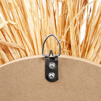 Lustro okrągłe wiszące w naturalnej ramie z koralikami ścienne do salonu rafia boho 50 cm