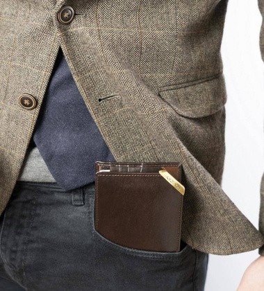 Portfel męski ze złotym akcentem Rovicky Brązowy