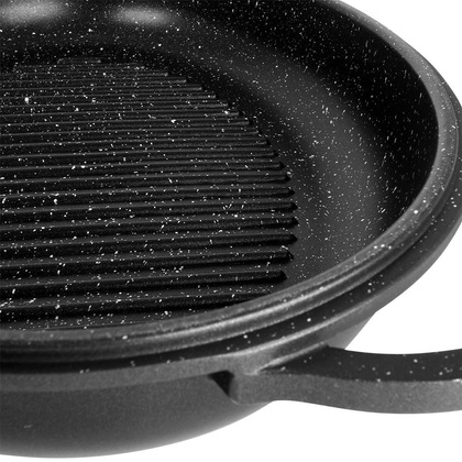 Brytfanna granitowa owalna do pieczenia smażenia patelnia grillowa 2w1 10 l GRANDE