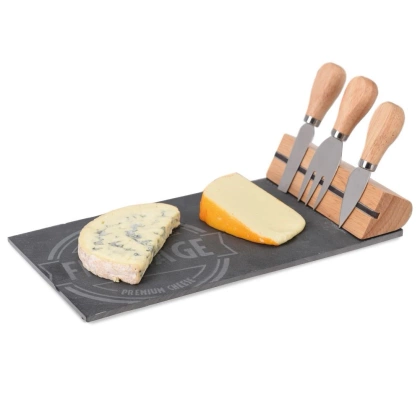 Deska do krojenia kamienna do serwowania serów sera z nożami noże 3 szt.