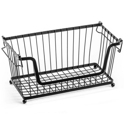 Koszyk na owoce i warzywa metalowy czarny piętrowy do piętrowania 31x17,5x15,5 cm