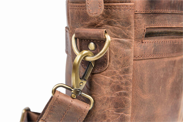 Torba skórzana męska na laptopa VOOC RDW5 brązowa