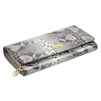 Portfel damski skórzany PELLUCCI SN-106 RFID Popiel / Pomarańcz