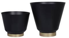 Kpl. 2 metalowych czarnych kwietników ze złotą wstawką