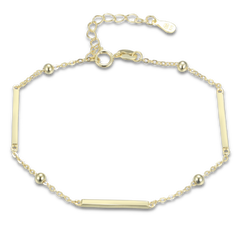 MINET Pozłacana  srebrna bransoletka z prętami, kulkami