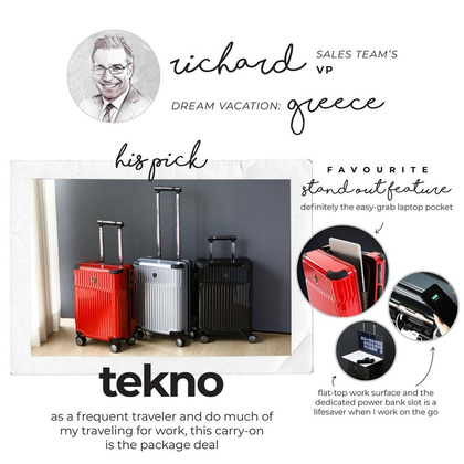 Heys Tekno średnia twarda czerwona walizka na kółkach