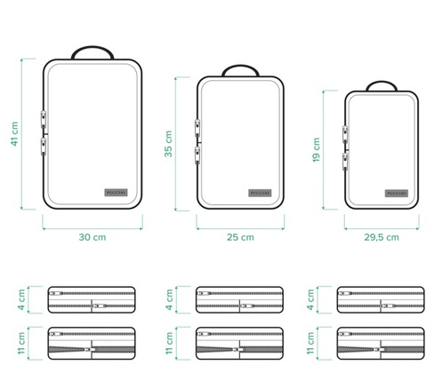 Zestaw kompresyjnych ogranizerów podróżnych PUCCINI ZOK 4 Szare