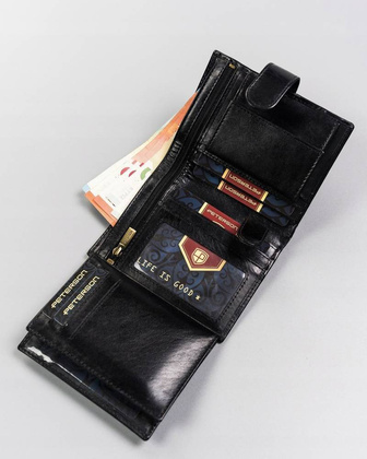 Duży, skórzany portfel męski zamykany na zatrzask