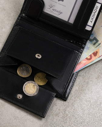 Skorzany portfel na karty i ochrona RFID Protect