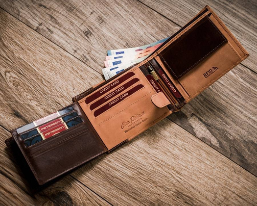 Skórzany dwukolorowy portfel męski