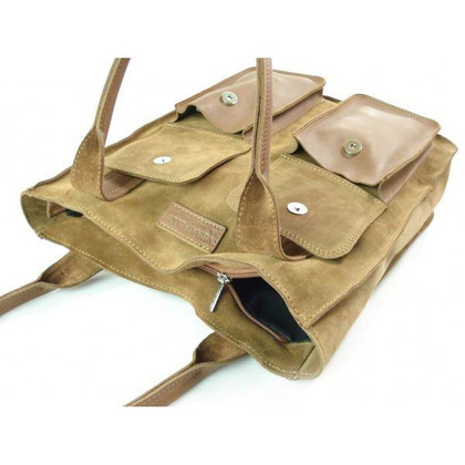 CAMEL ZAMSZOWY WOREK VERA PELLE KIESZENIE SKÓRA POJEMNA TORBA XXL A4 BYC88C KEMER