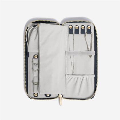 Pudełko podróżne na biżuterię z miejscem na pierścionki Stackers Pebble granatowe