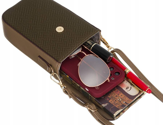 Mini torebka portfel ze skory ekologicznej z ozdobnym panelem