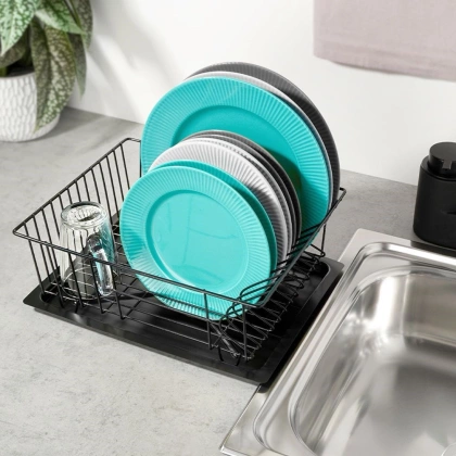 Suszarka na naczynia talerze kubki czarna komorowa ociekacz do naczyń 35x29x13,5 cm