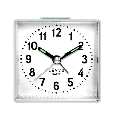 LAVVU Srebrno-niebieski budzik SWEEP - 3 LATA GWARANCJA!