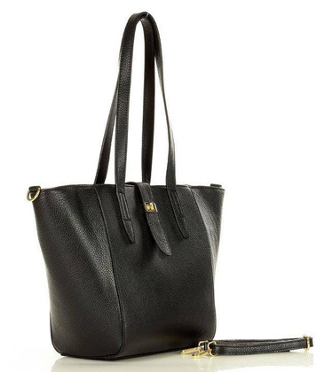 Torebka skórzana shopperka trepezowa na ramię - MARCO MAZZINI czarna - min. zamówienie 20 / 50 / 100 szt.