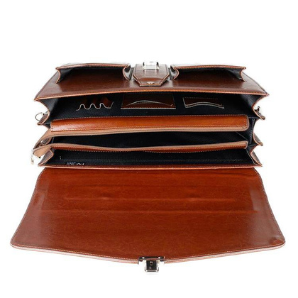Skórzana teczka męska na ramię aktówka brązowa - Pavone Nero Savio 2287 BR