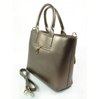 Kuferek złote okucia pojemny A4 Włoska torba do ręki Vera Pelle Miedziana K415BRO KEMER