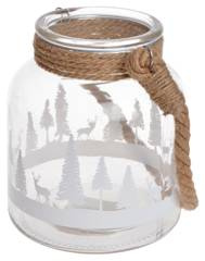 Latarnia szklana z jutowym sznurkiem duża