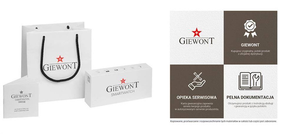 Smartwatch Damski Giewont GW330-4 Różowe Złoto-Róż Pudrowy Pasek Silikonowy + Czarna Bransoleta