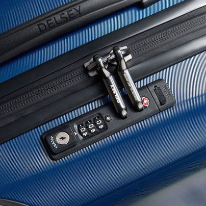 Walizka Delsey Cactus Mała twarda biało-niebieska walizka kabinowa na kółkach 55 cm