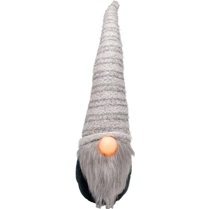 Skrzat z długą białą czapką 10x9x42CM i świecącym noskiem LED