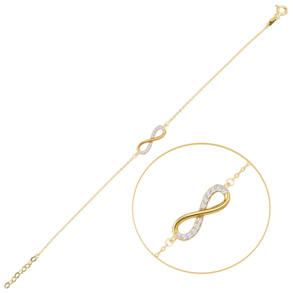 MINET Elegancka złota bransoletka nieskończoność z białymi cyrkoniami Au 585/1000 1,15g