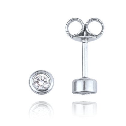 MINET Pierścien Złote kolczyki z białego złota z białymi cyrkoniami Au 585/1000 0,90g