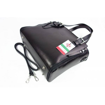 Włoska torebka skórzana, kuferek mieści A4 ,Vera Pelle ,Czarny  V884N