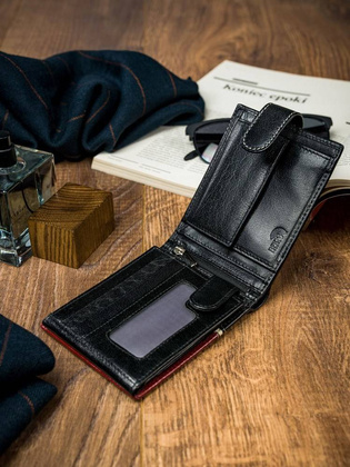 Poziomy portfel męski dwukolorowy ze skóry naturalnej hq