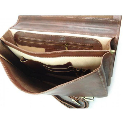 Teczka , męska aktówka ,skóra naturalna dwie przegrody Brązowa TM76M