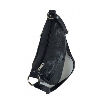 Duża piękna Włoska listonoszka Vera Pelle pojemna klasyczna torebka Czarna DLK4N