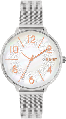 Srebrny damski zegarek PRAGUE Silver Flower Mesh