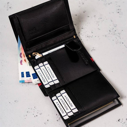 Pionowy portfel męski ze skóry naturalnej