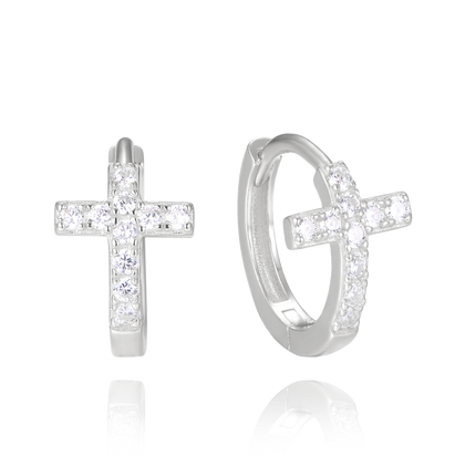 MINET Kolczyki srebrne KRZYŻE z cyrkoniami