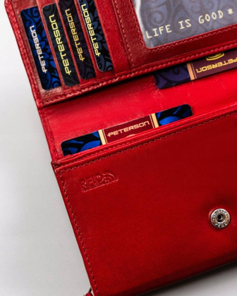 Duzy skorzany portfel damski na zatrzask