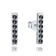 MINET Eleganckie kolczyki srebrne z czarnymi cyrkoniami
