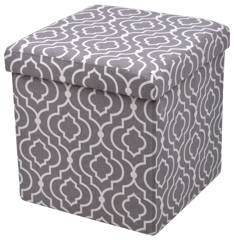Puf mały z materiału otwierany z geometrycznym wzorem