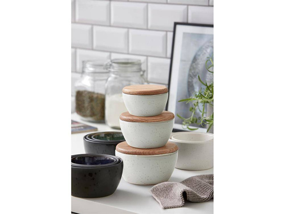 Zestaw misek kamionkowych z pokrywką 3szt. czarny 12485