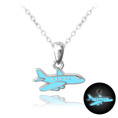 MINET Dziecięcy srebrny świecący naszyjnik SAMOLOD