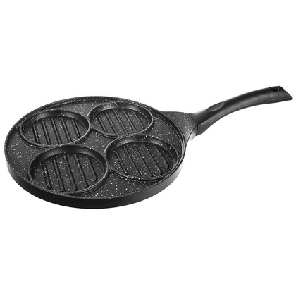 Patelnia grillowa do smażenia burgerów jajek placków granitowa 4 otwory GRANDE 26,5 cm