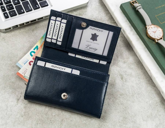 Duży portfel damski z bydlęcej skóry naturalnej