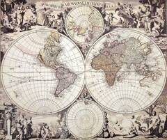 Mapa świata 1686r. - G. Valck reprint - M1686 – Prezent dla historyka