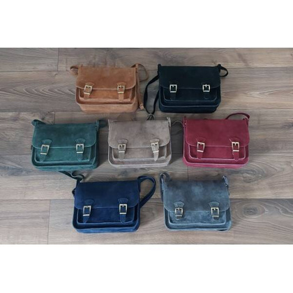 Zamszowa listonoszka ,chlebak  Vera Pelle ,pojemna przewieszka A5 Bordowa VPZ435R