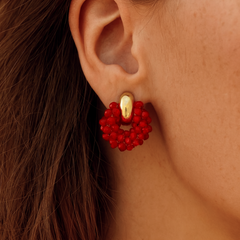 Kolczyki przy uchu ozdobne wianiuszki z koralikami K1717