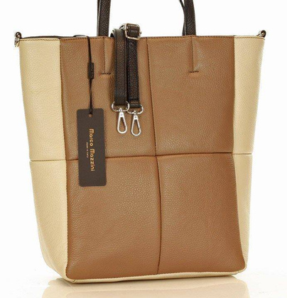 MARCO MAZZINI Oryginalna torba skórzana shopper bag XL slow fashion beż taupe - min. zamówienie 20 / 50 / 100 szt.